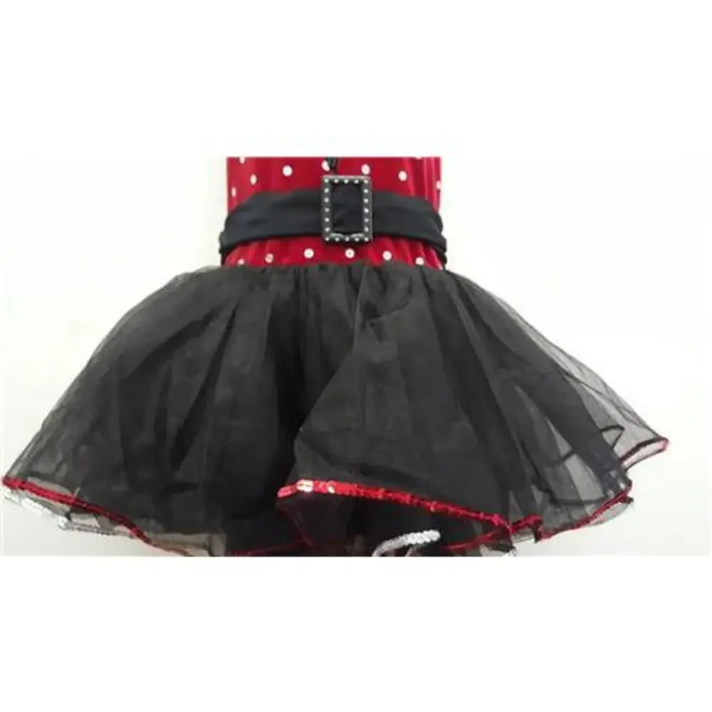 Pre-Owned Dance Costume Curtain call E1866 Large Child Red Tutu Jazz Sequin